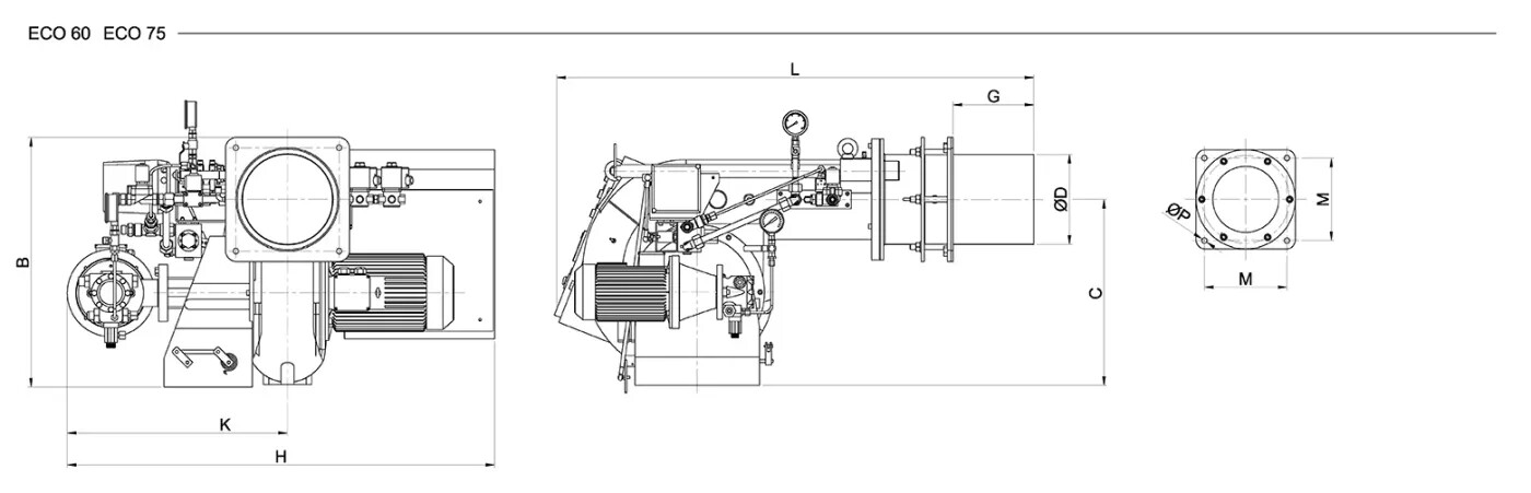 Горелки дизельные модуляционные размеры
