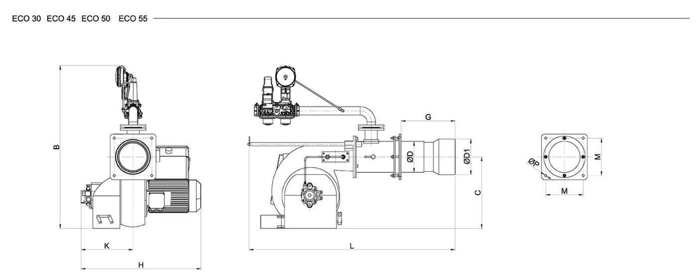 Газодизельные двухступенчатые горелки размеры