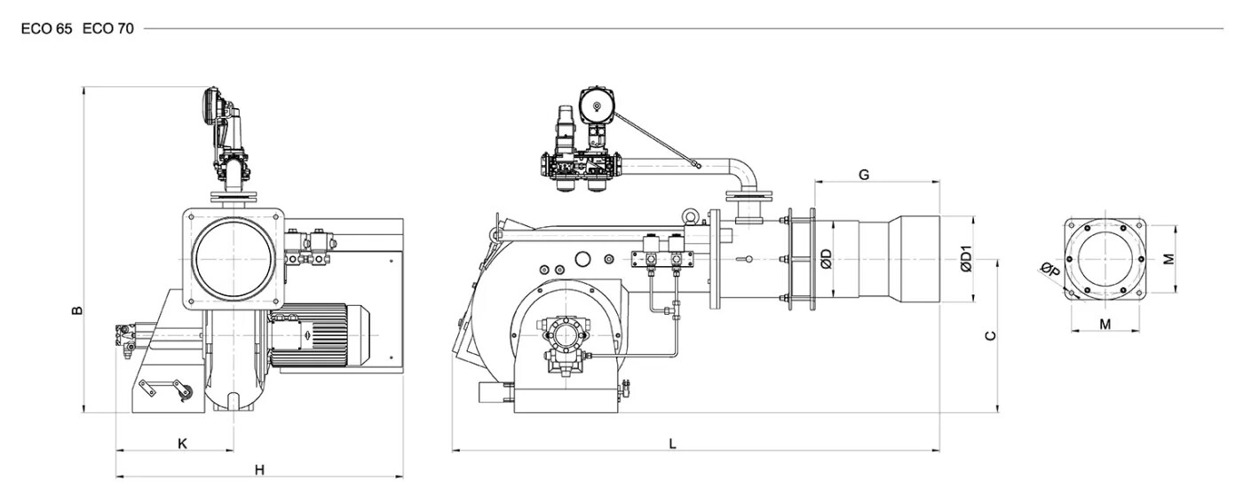 Газодизельные двухступенчатые горелки размеры