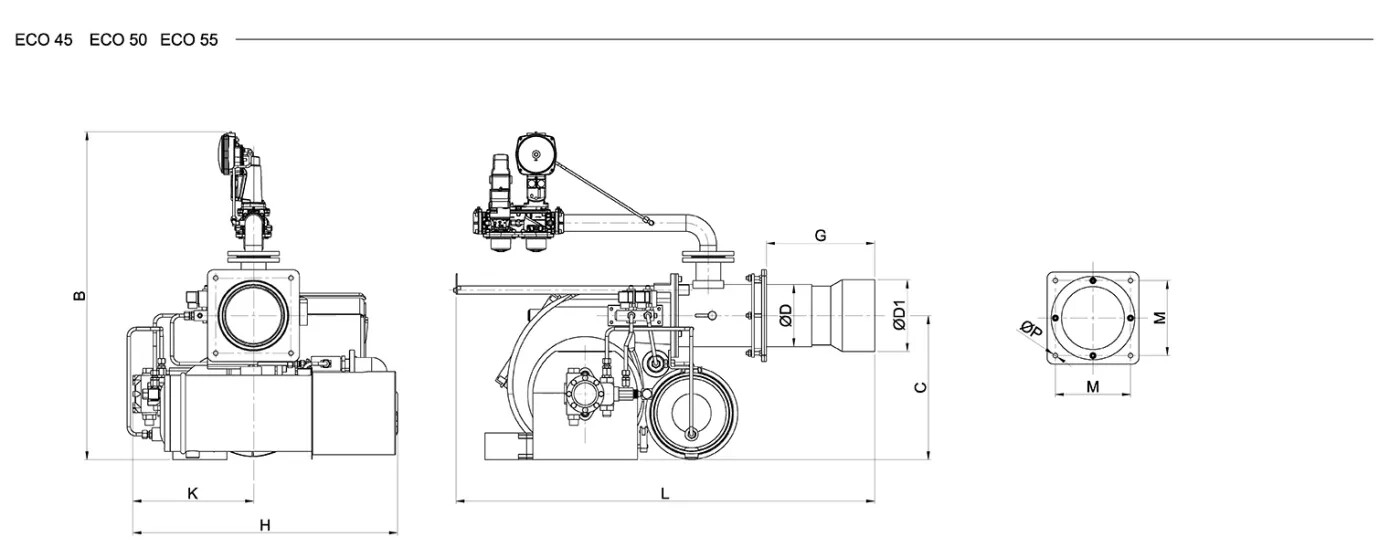 Газомазутные двухступенчатые горелки размеры