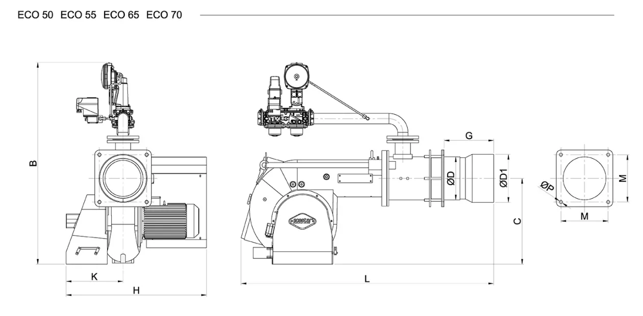Горелки газовые двухступенчатые размеры