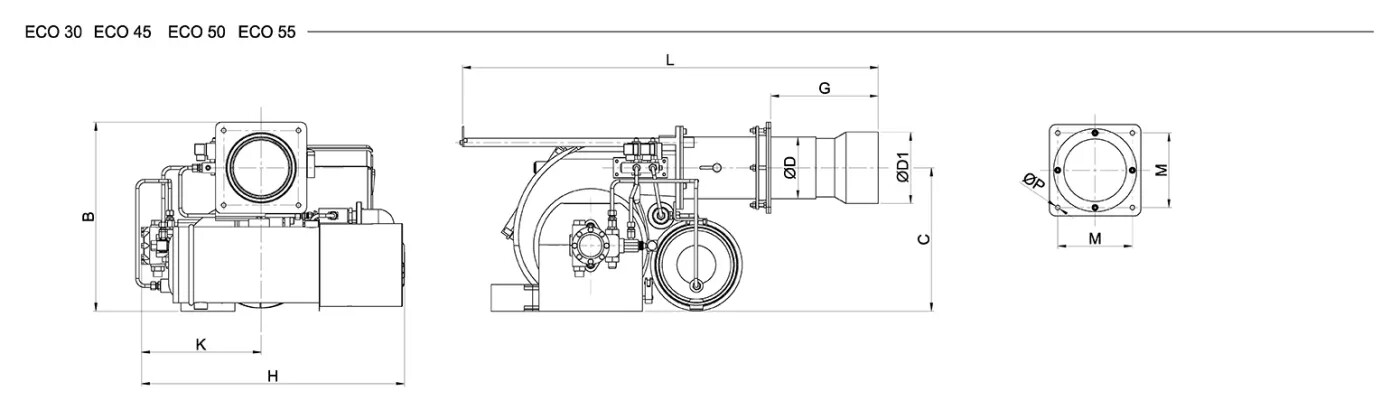 Горелки мазутные двухступенчатые размеры