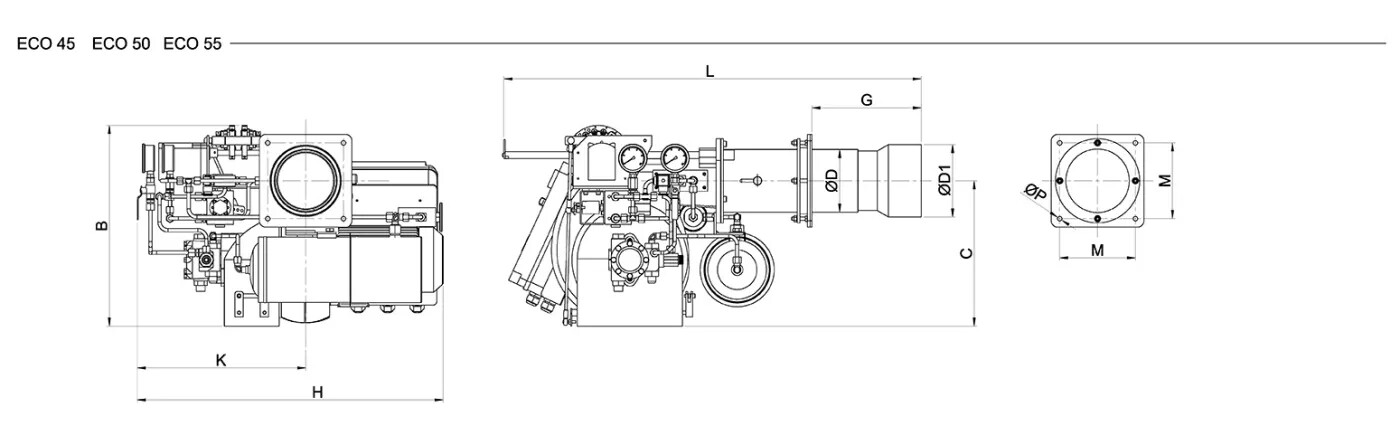 Горелки мазутные модуляционные размеры